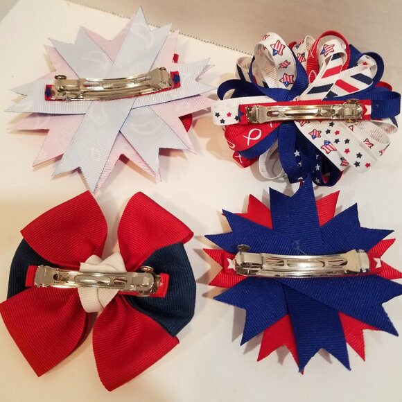Girls' Custom Hairbows, Lot of 8, Patriotic, EUC - Picture 13 of 15